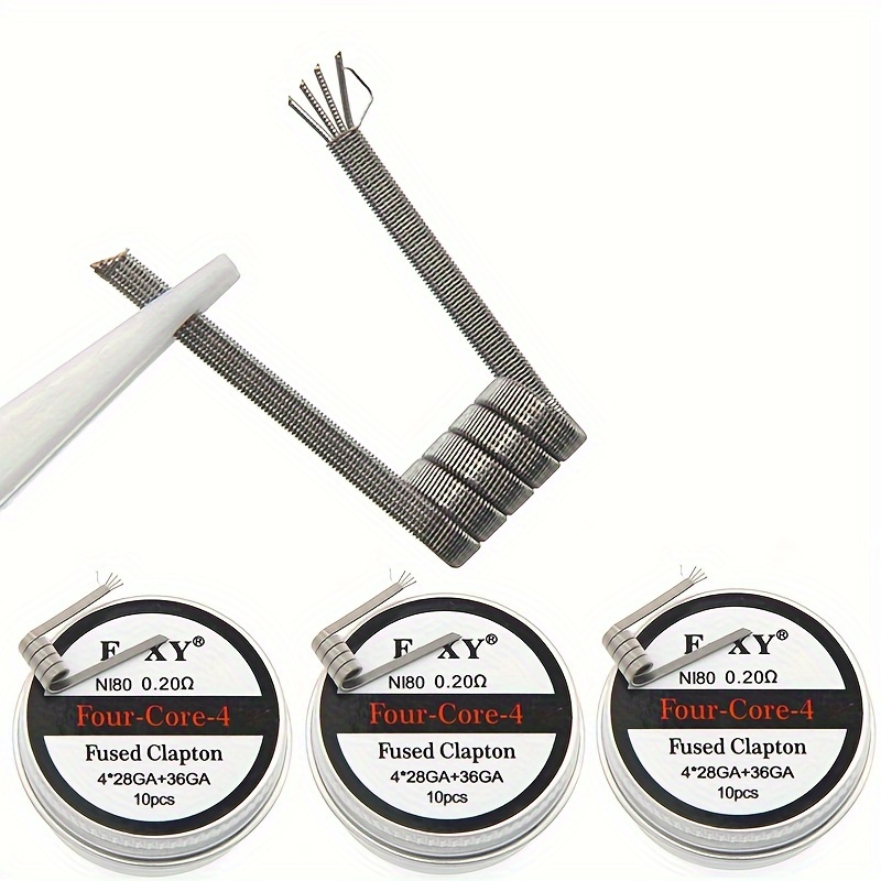 Coil Building Kit - 10pcs/box, Nichrome Fused Clapton Coils Double/Tri/Four-Core